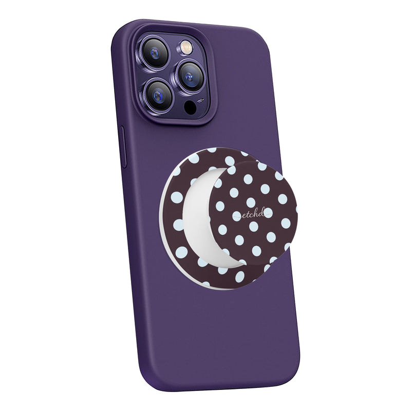 Blue And Plum Polka Dot Phone Grip And Stand-zoom-