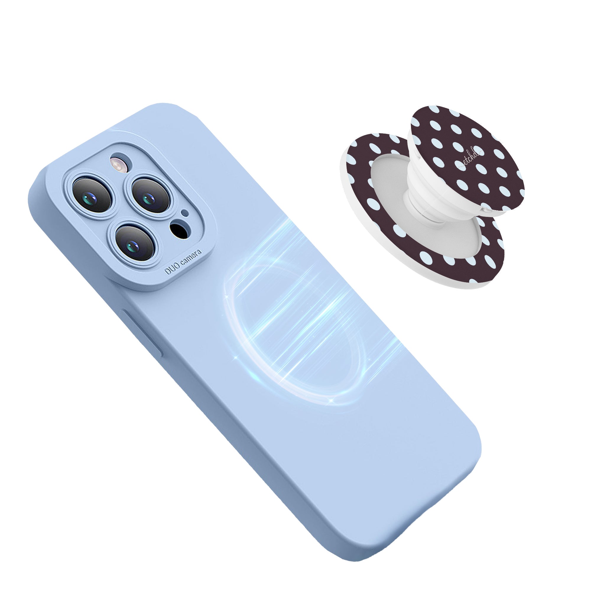 Blue And Plum Polka Dot Phone Grip And Stand by etchd, view 8