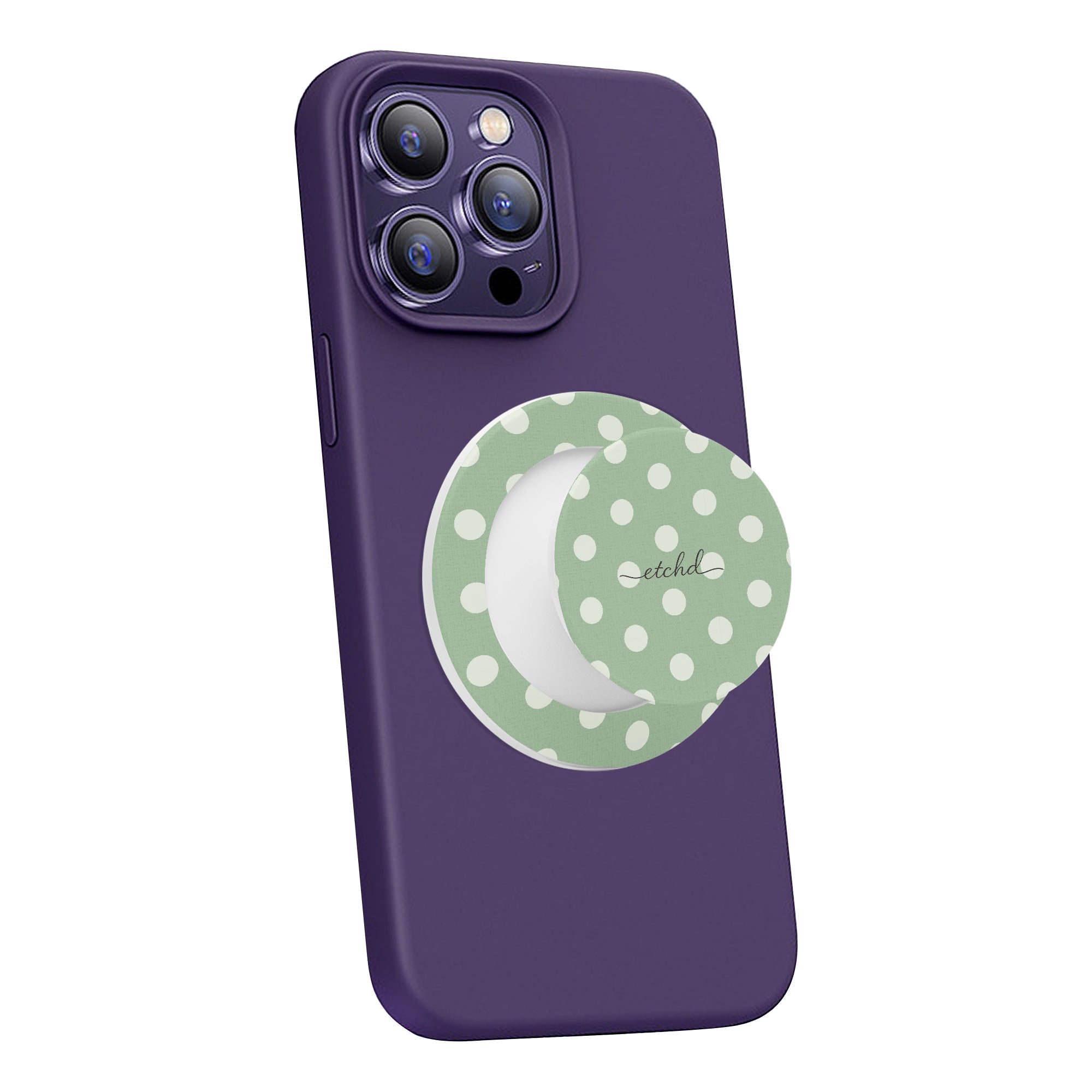 Cream & Sage Polka Dot Phone Grip And Stand by etchd, view 7