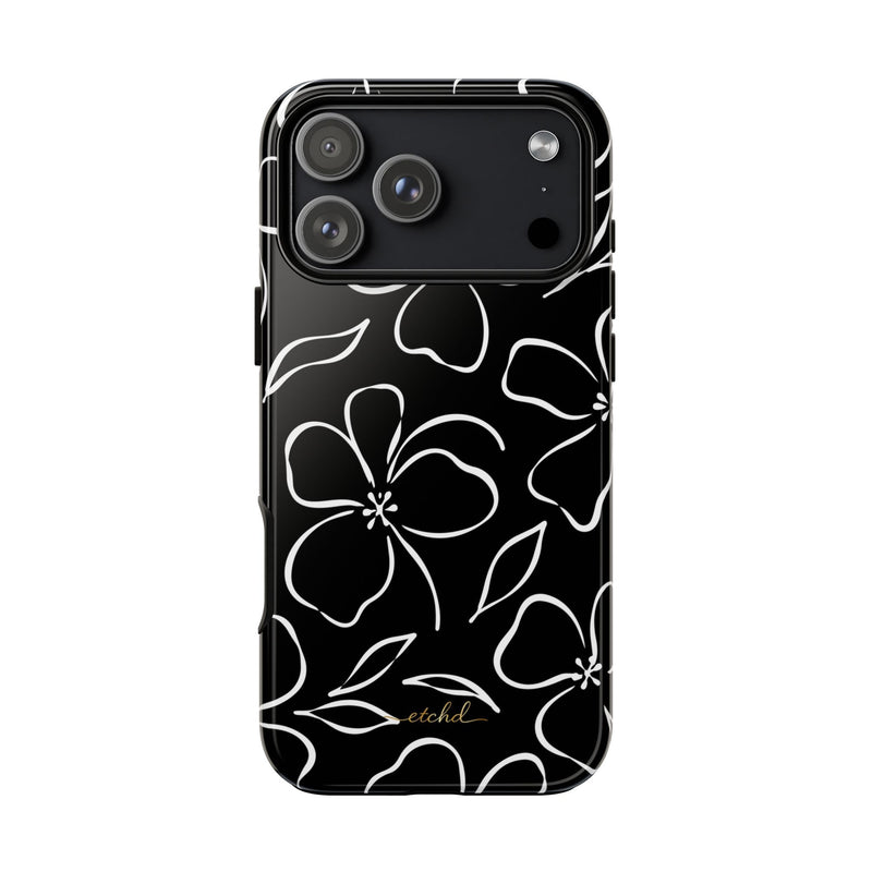 Black & White Floral Phone Case by etchd, view 59