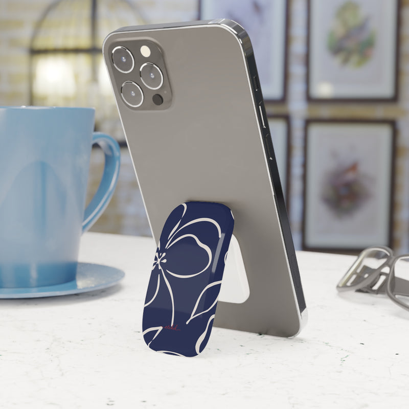 Navy & Cream Floral Click-On Phone Grip by etchd, view 3