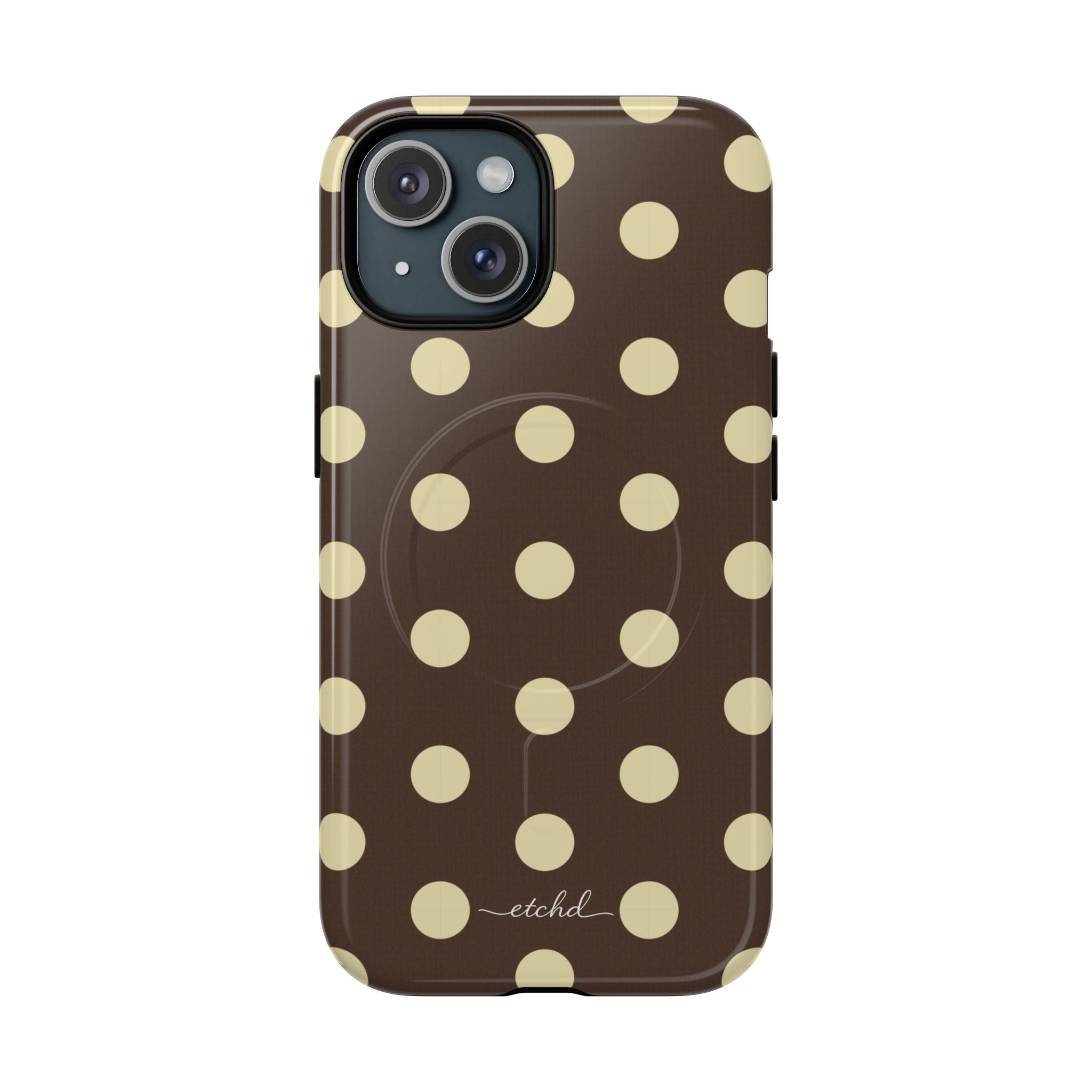 Brown & Butter Polka Dot Magnetic Phone Case by etchd, view 2
