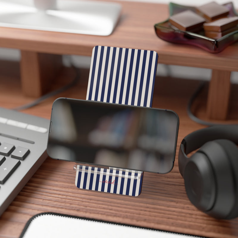 Navy & Cream Striped Phone Stand by etchd, view 4