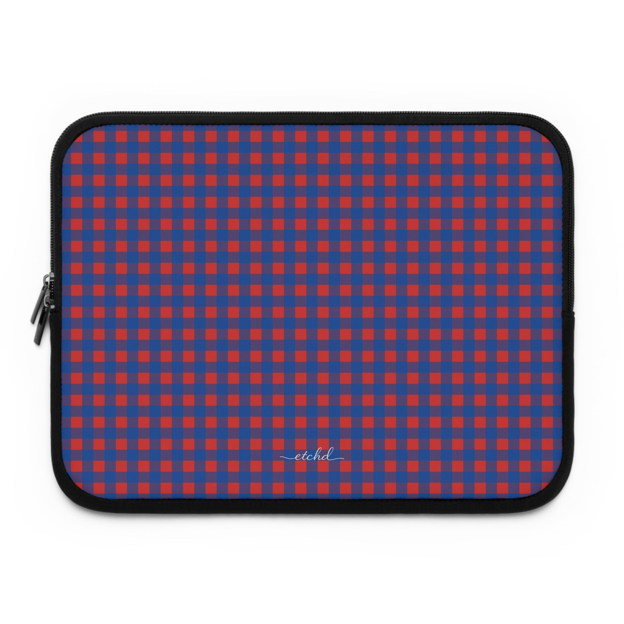 Cobalt & Poppy Gingham Laptop Sleeve by etchd