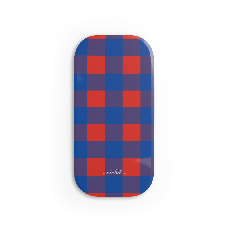 Cobalt & Poppy Gingham Click-On Phone Grip by etchd