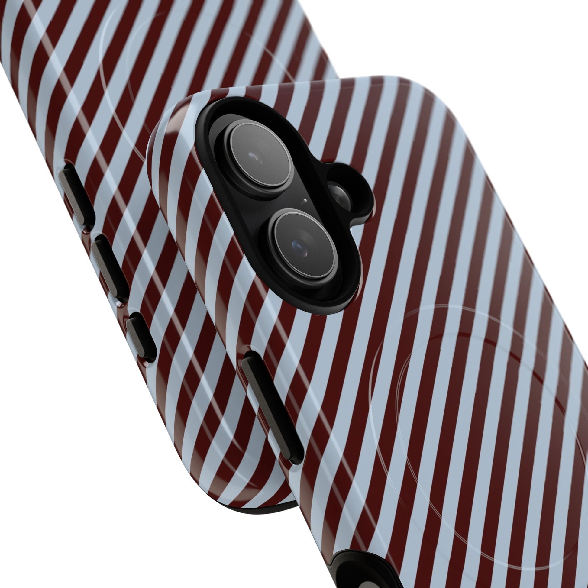 Blue & Cherry Striped Diagonal Magnetic Phone Case by etchd, view 87