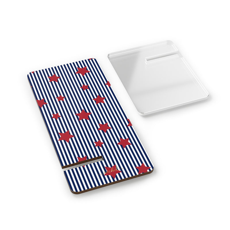 Blue Stripes & Red Stars Phone Stand by etchd, view 2