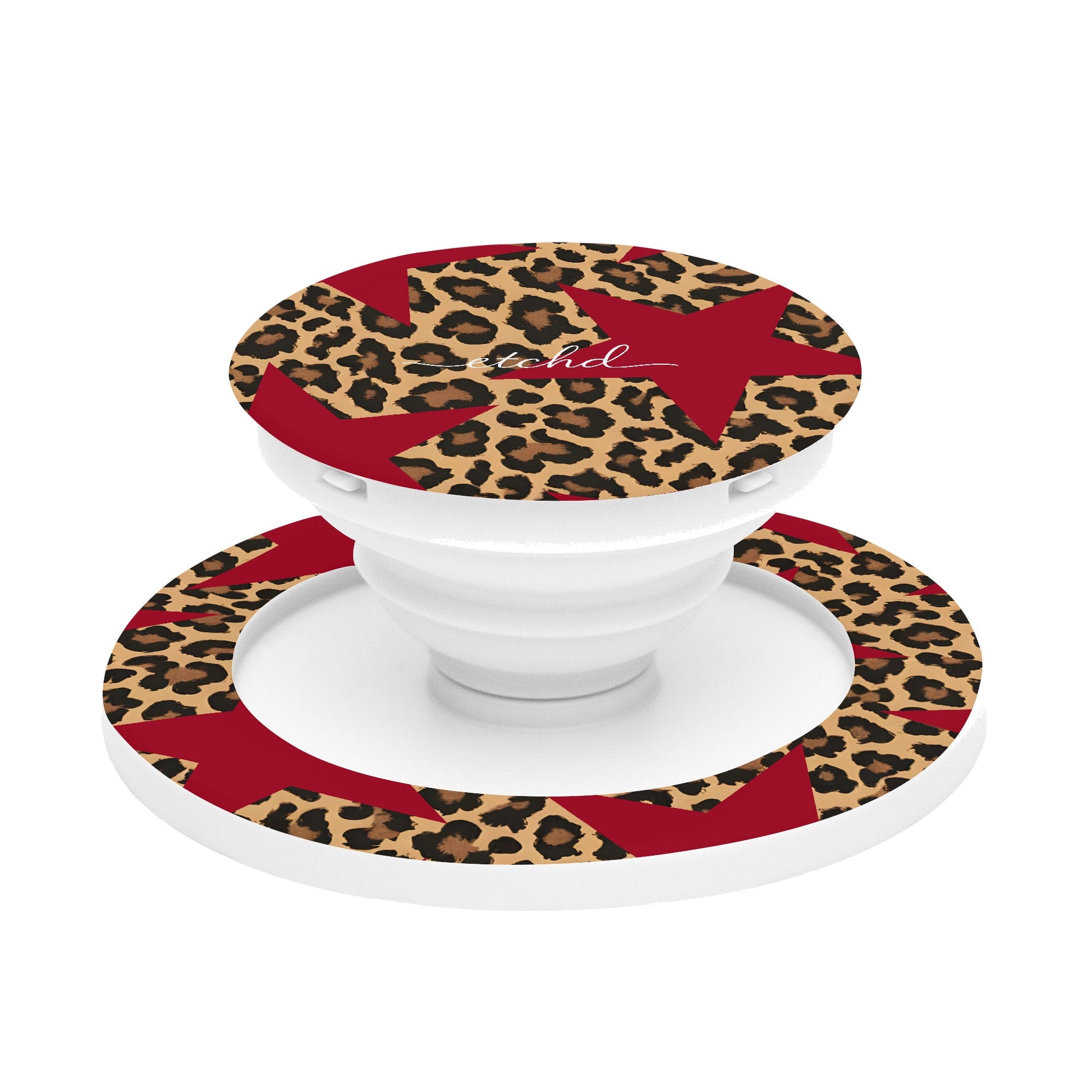 Leopard & Red Stars Phone Grip And Stand by etchd
