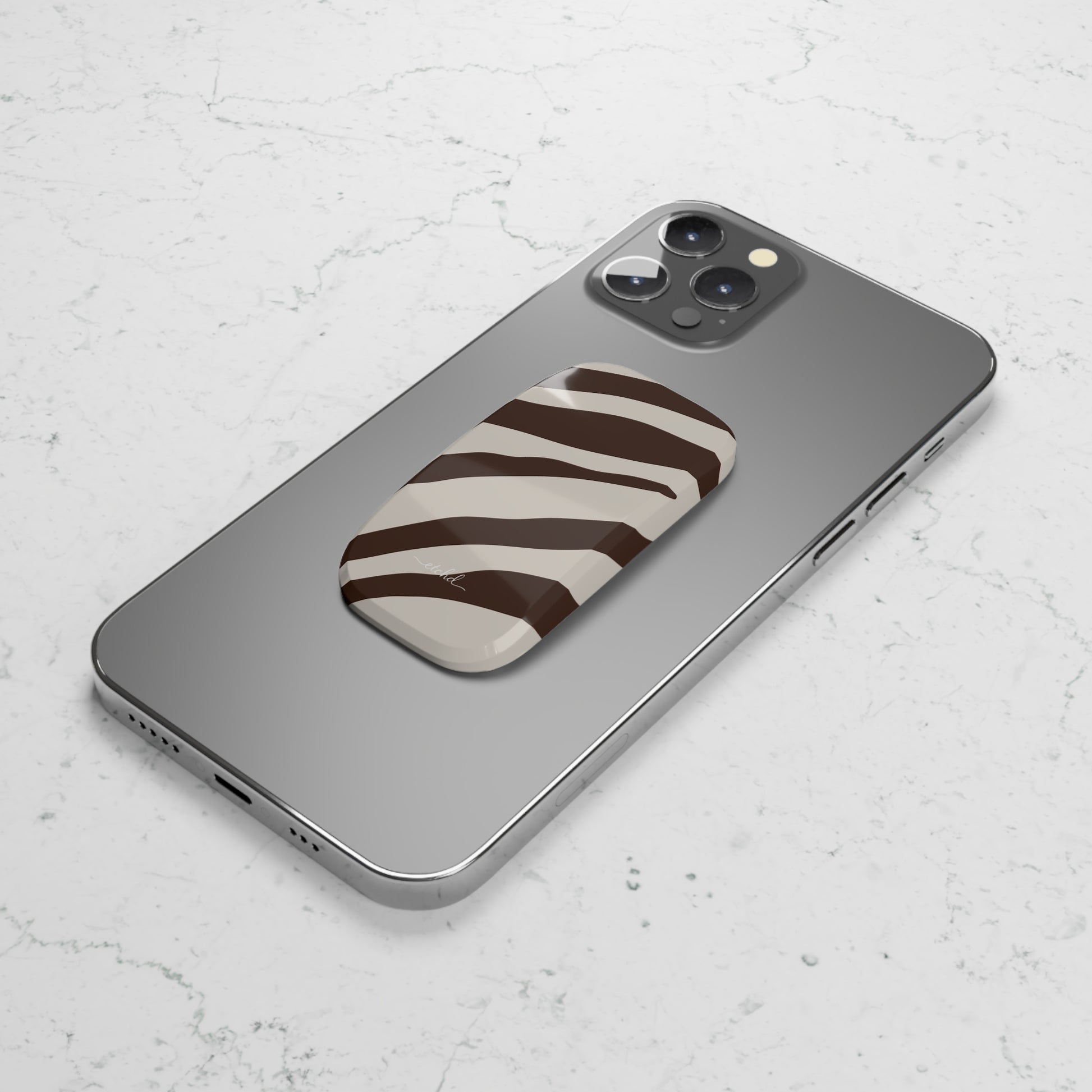 Brown Zebra Click-On Phone Grip by etchd, view 5
