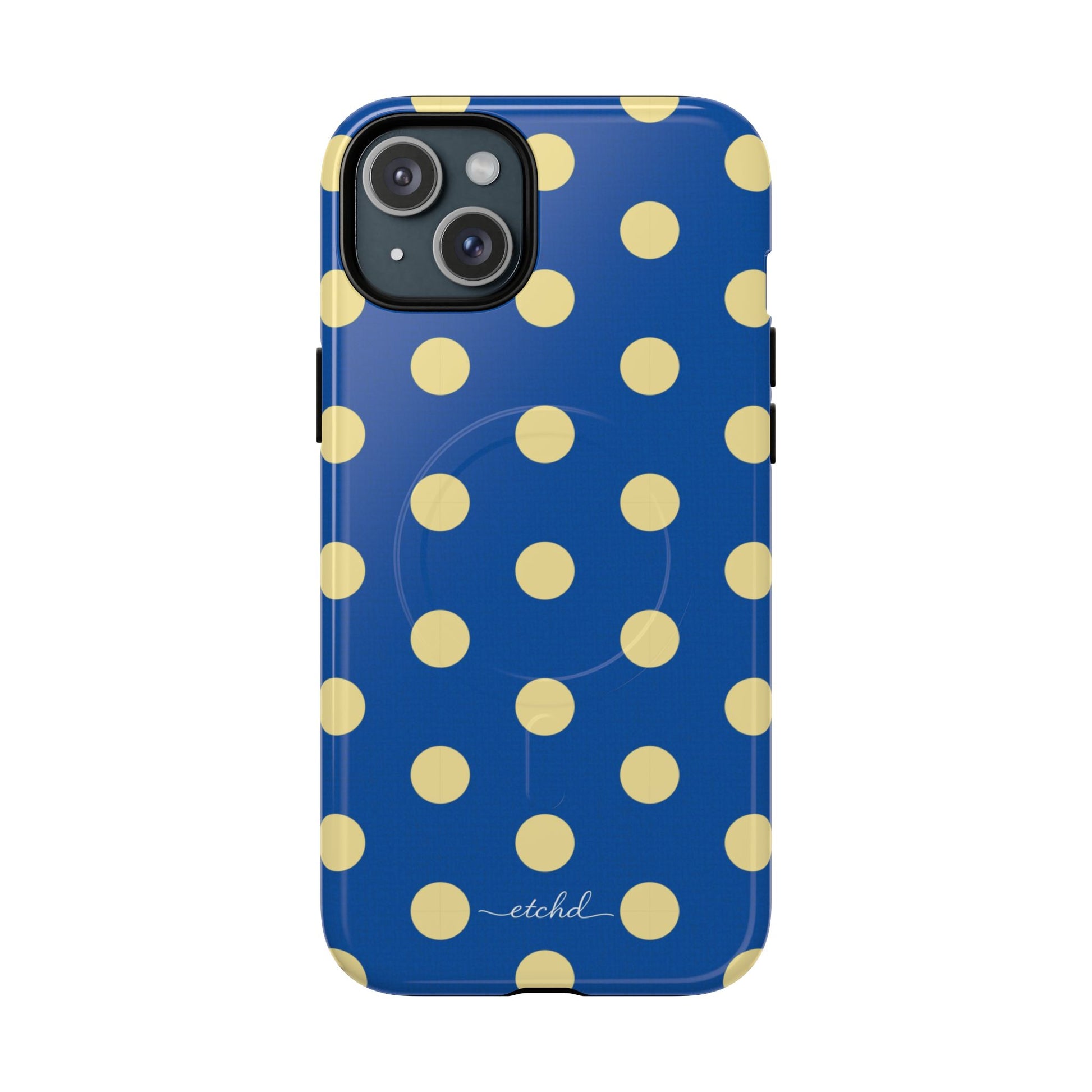 Butter And Cobalt Polka Dot Magnetic Phone Case by etchd, view 8