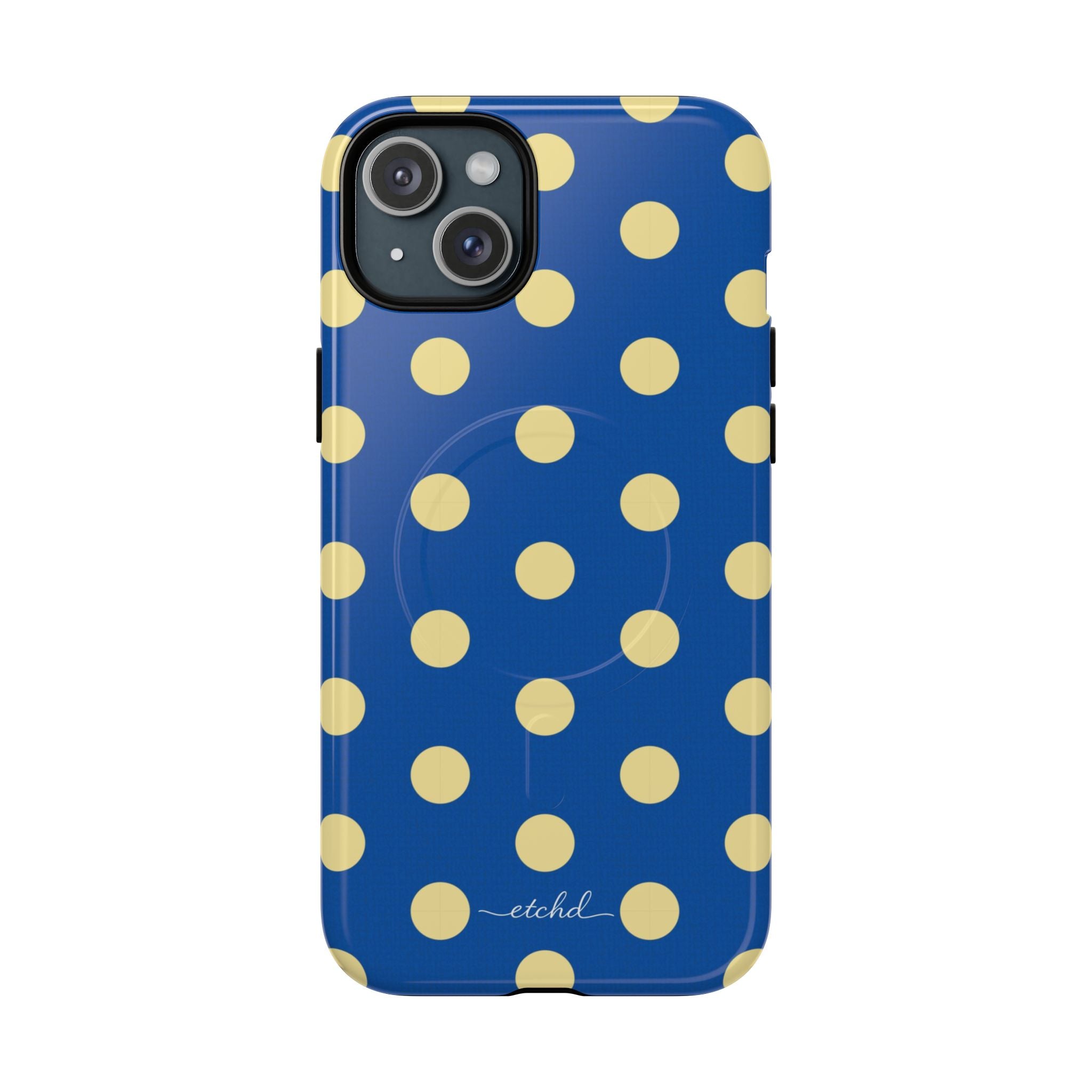 Butter And Cobalt Polka Dot Magnetic Phone Case by etchd, view 8