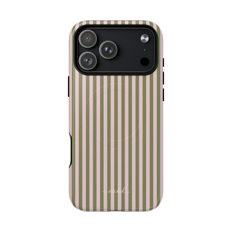 Green & Pink Striped Magnetic Phone Case by etchd, view 31