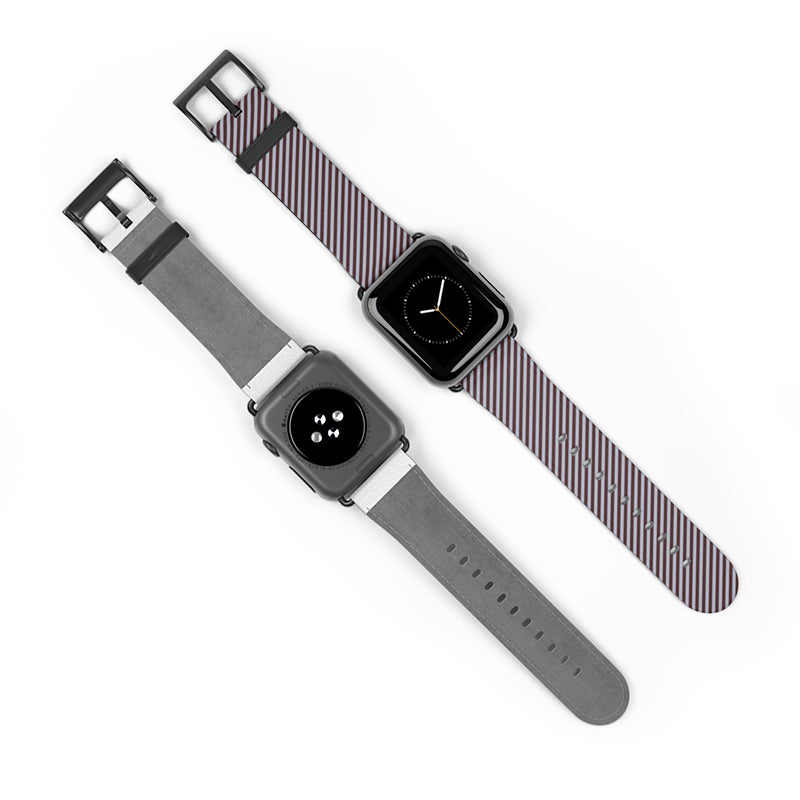 Blue & Cherry Striped Diagonal Smartwatch Strap by etchd, view 10