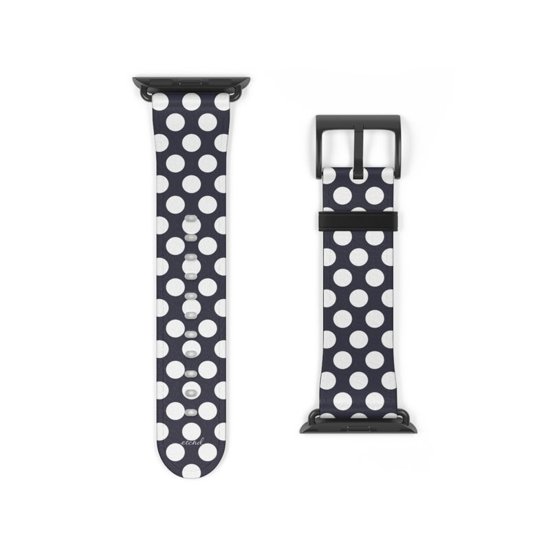 White & Navy Polka Dot Smartwatch Strap by etchd, view 9