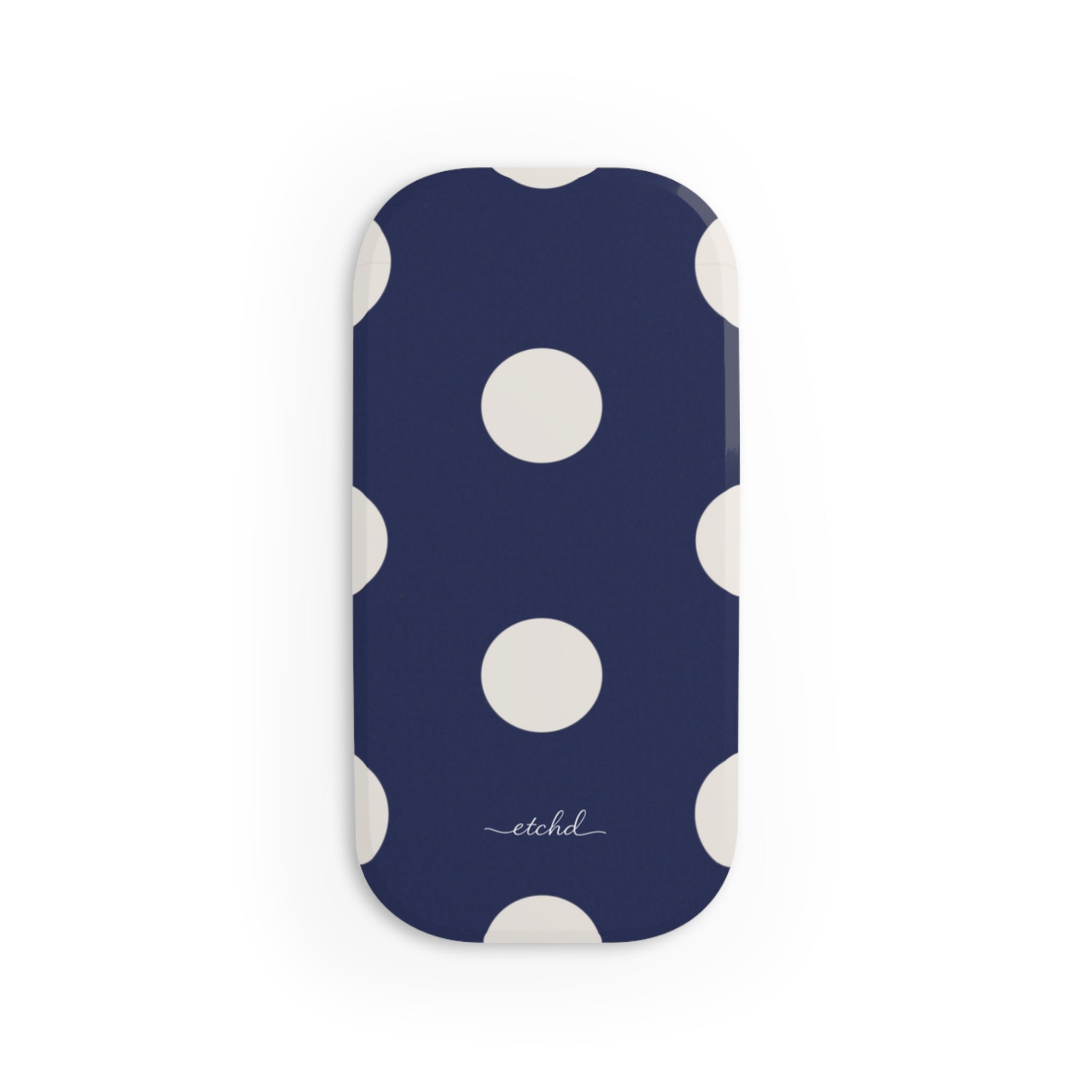 Cream & Navy Polka Dot Click-On Phone Grip by etchd, view 2