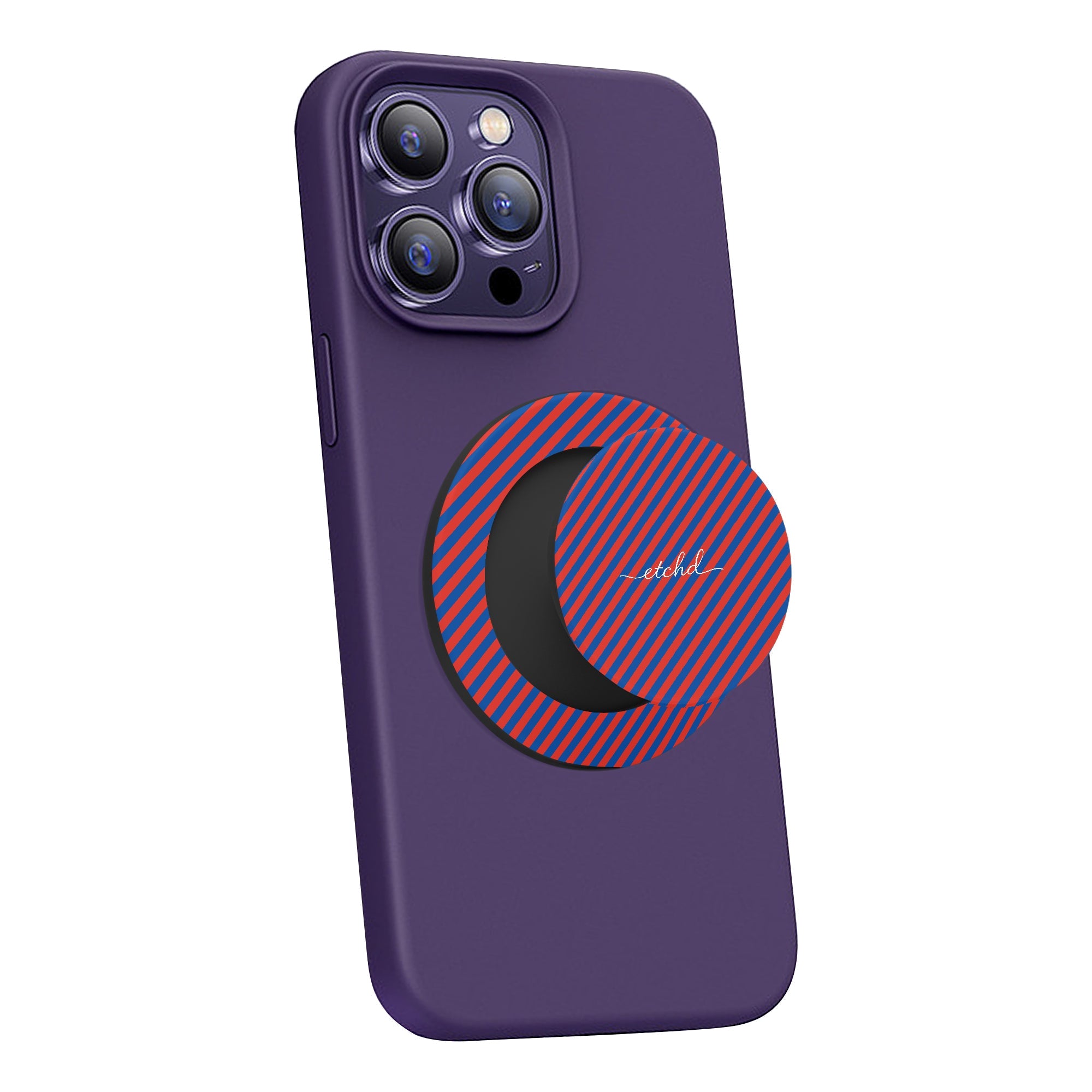 Cobalt And Poppy Diagonal Phone Grip And Stand by etchd, view 4