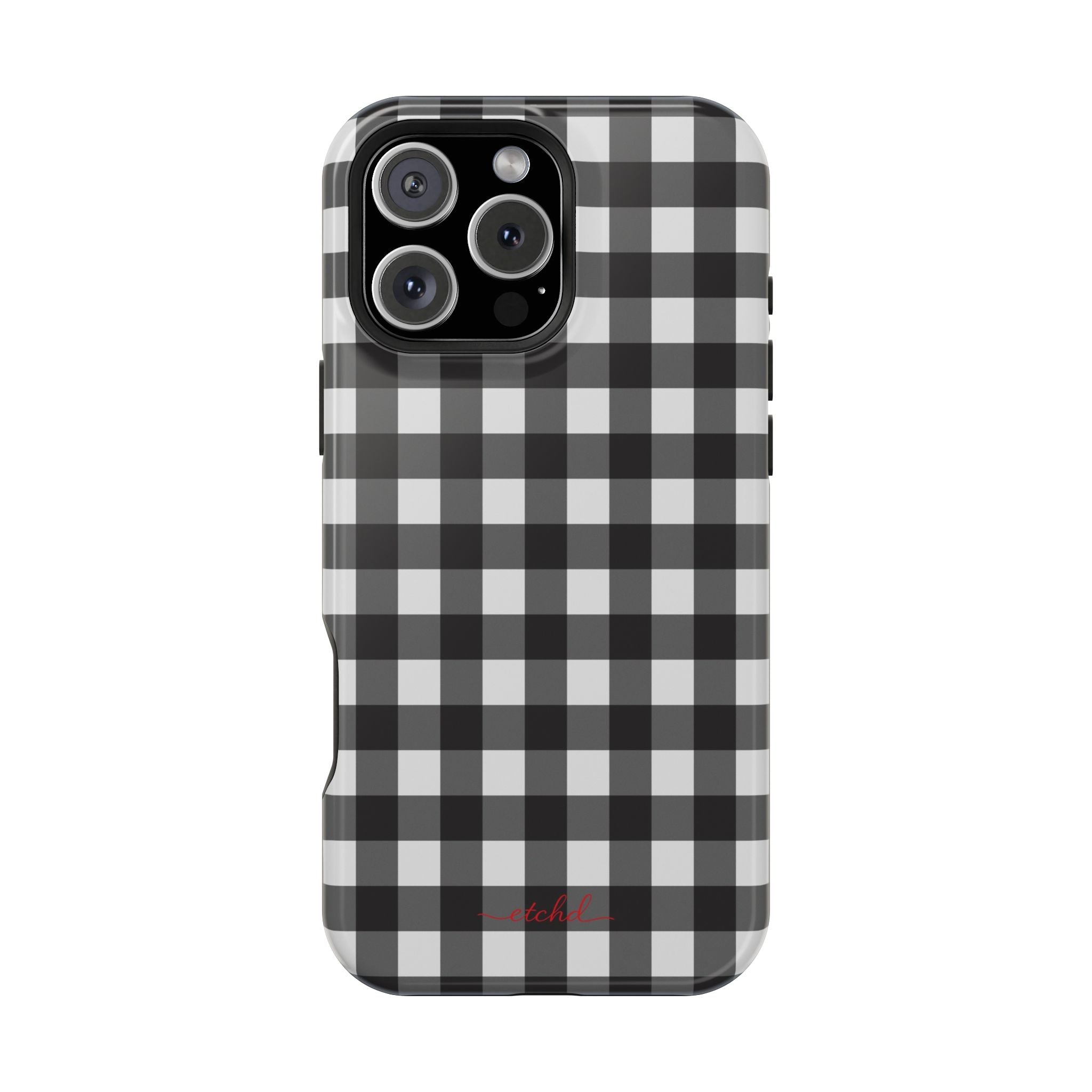 Black & White Gingham Magnetic Phone Case by etchd