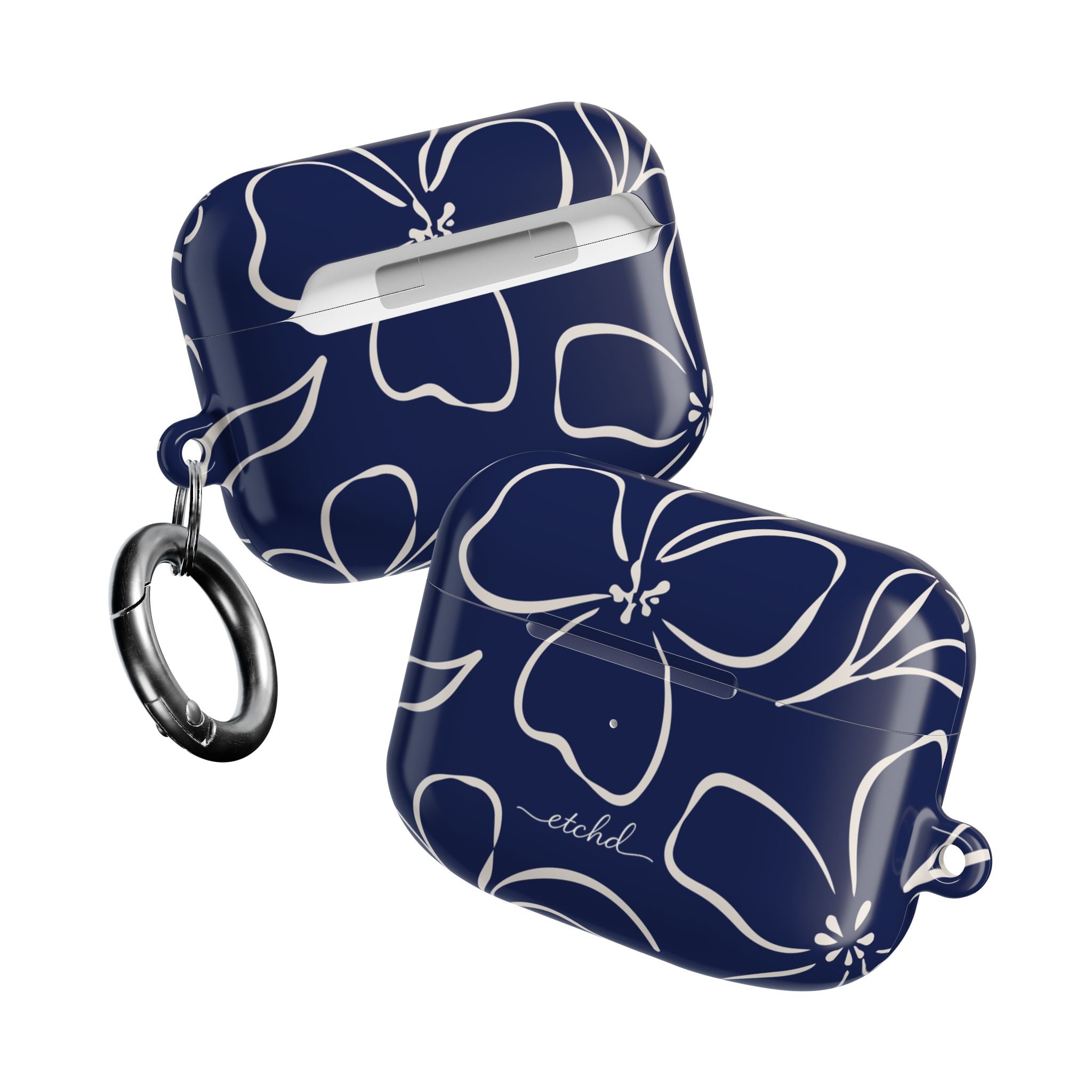 Navy & Cream Floral AirPod Case by etchd, view 10