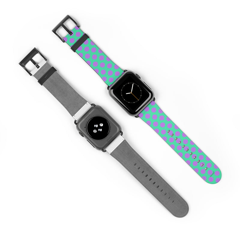 Lilac & Hypermint Polka Dot Smartwatch Strap by etchd, view 10