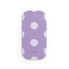 Cream & Lilac Polka Dot Click-On Phone Grip by etchd