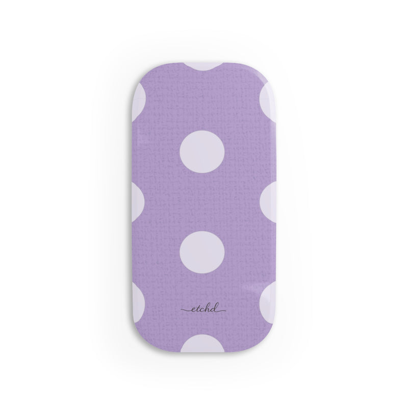 Cream & Lilac Polka Dot Click-On Phone Grip by etchd