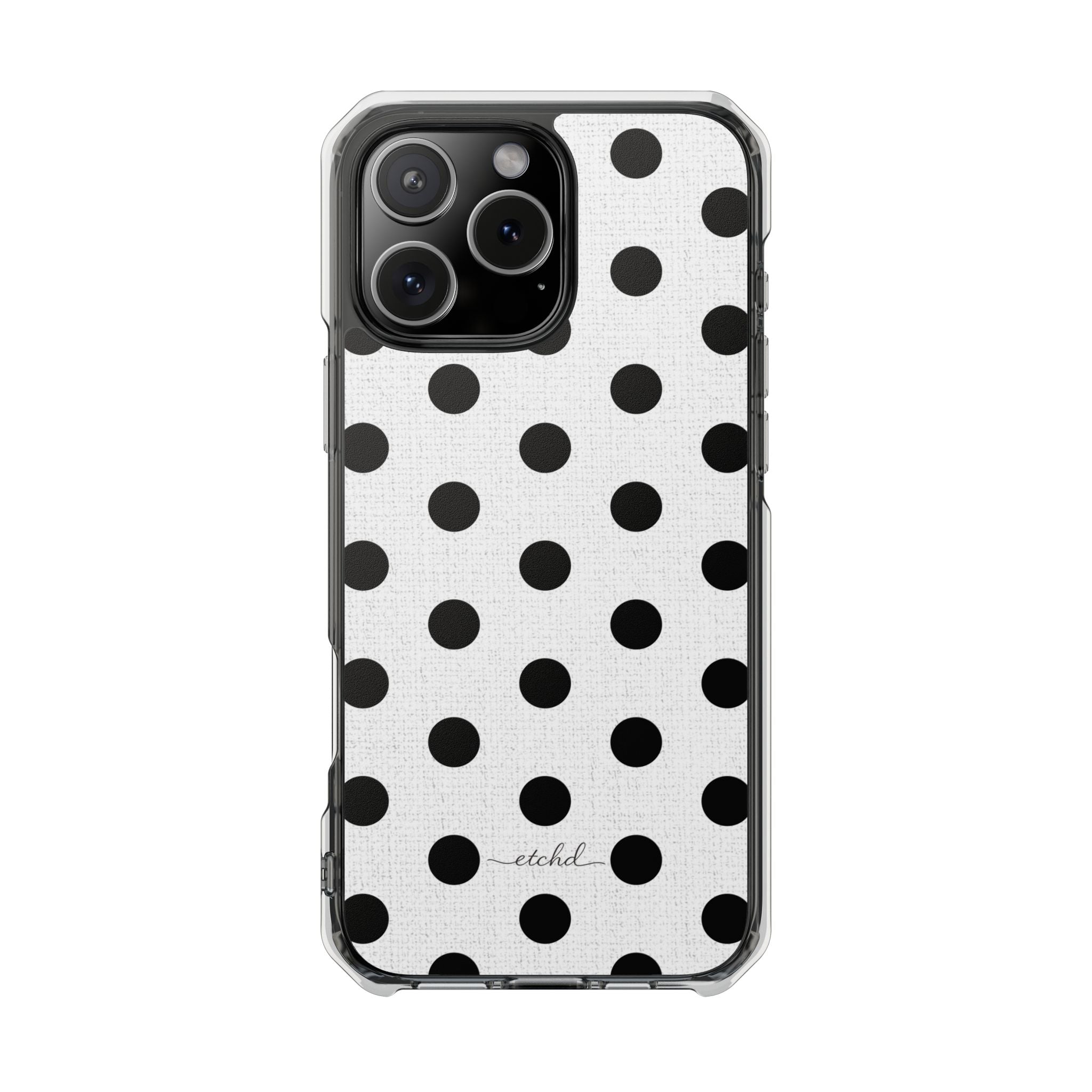 Black & White Polka Dot Clear Magnetic Phone Case by etchd