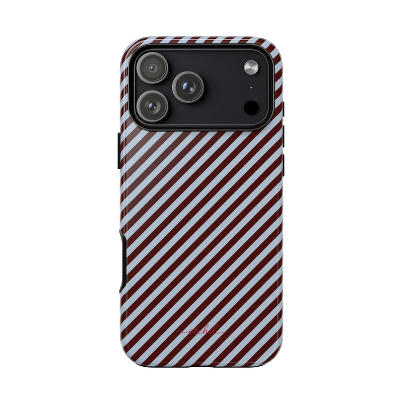 Blue & Cherry Striped Diagonal Phone Case by etchd, view 59
