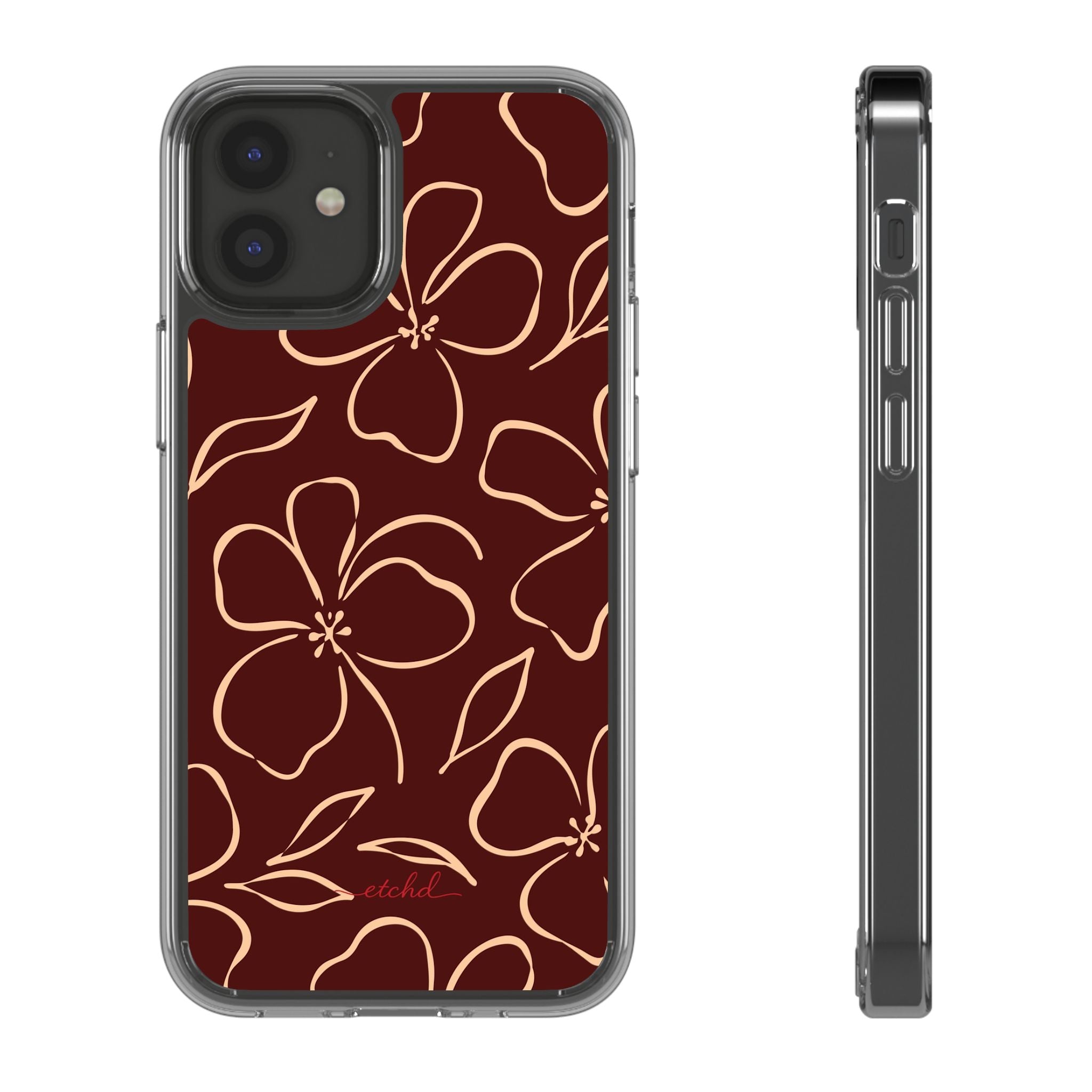 Cherry & Peach Floral Funda transparente para móvil de etchd, vista 2