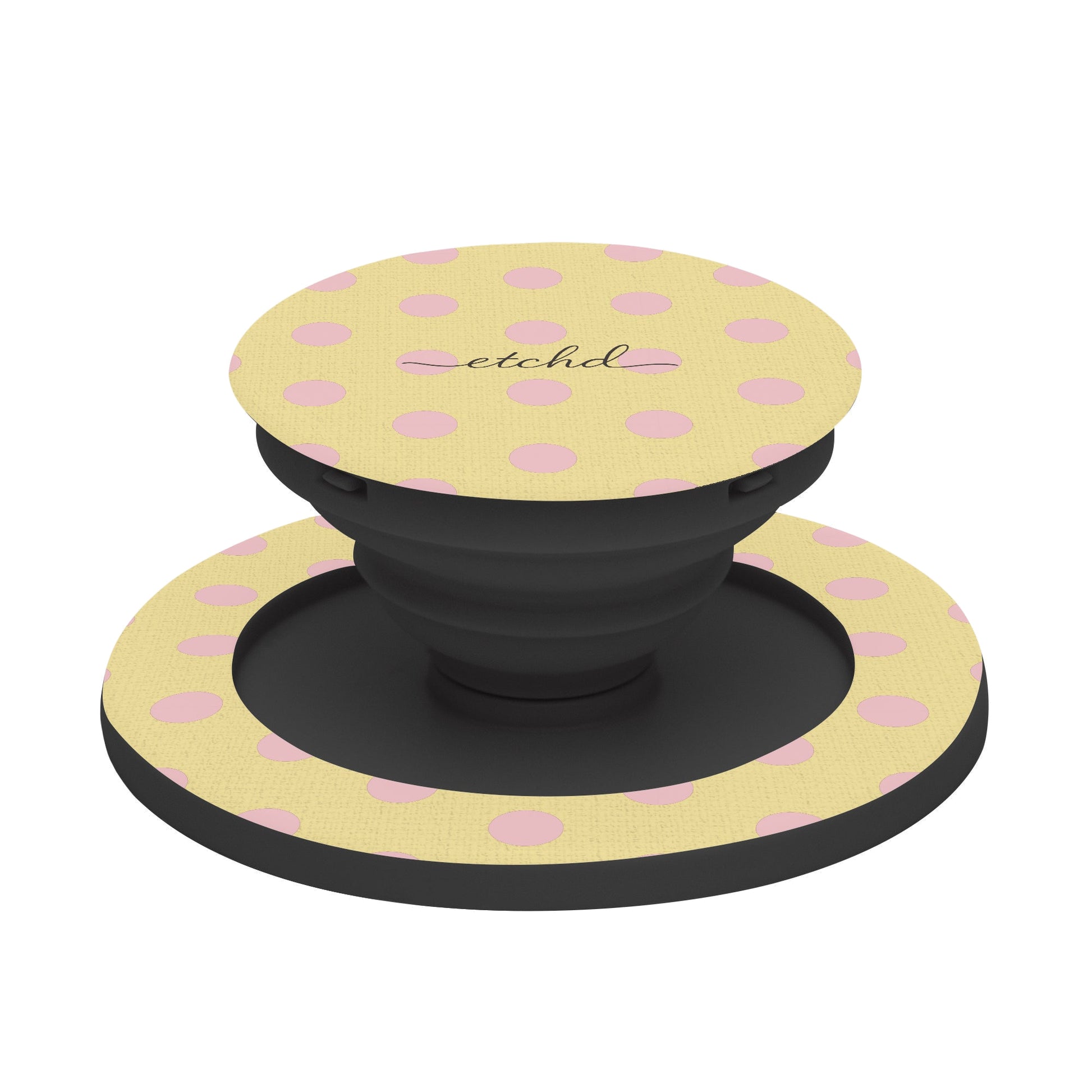 Pink And Butter Polka Dot Phone Grip And Stand by etchd, view 6
