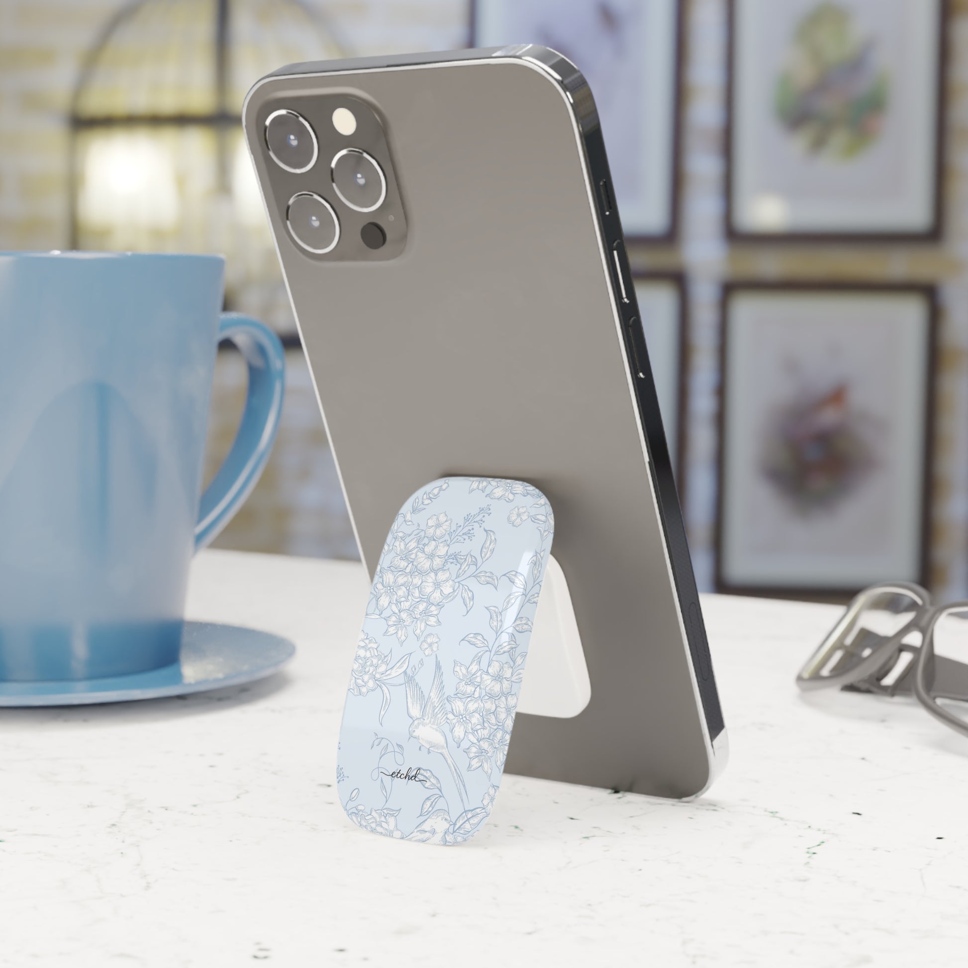 Hummingbird Bloom Click-On Phone Grip by etchd, view 2
