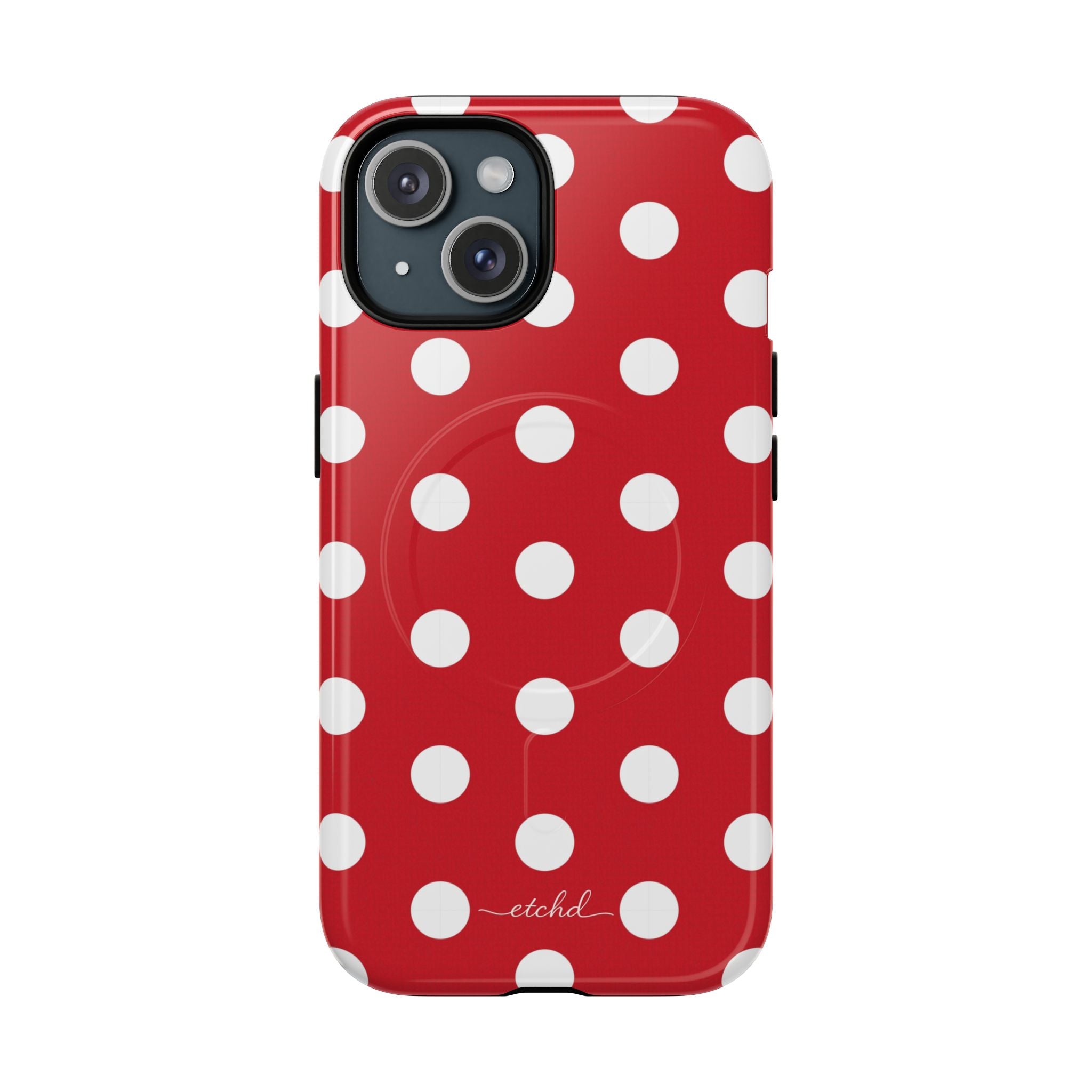 Classic Red Polka Dot Magnetic Phone Case by etchd, view 2