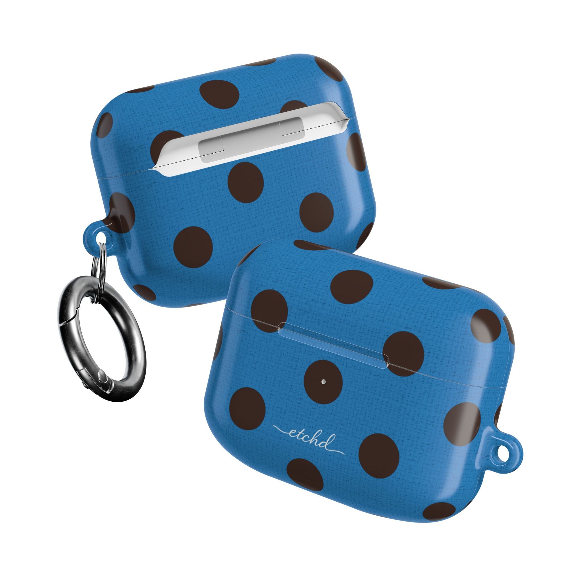 Espresso & Cerulean Polka Dot AirPod Case by etchd, view 10