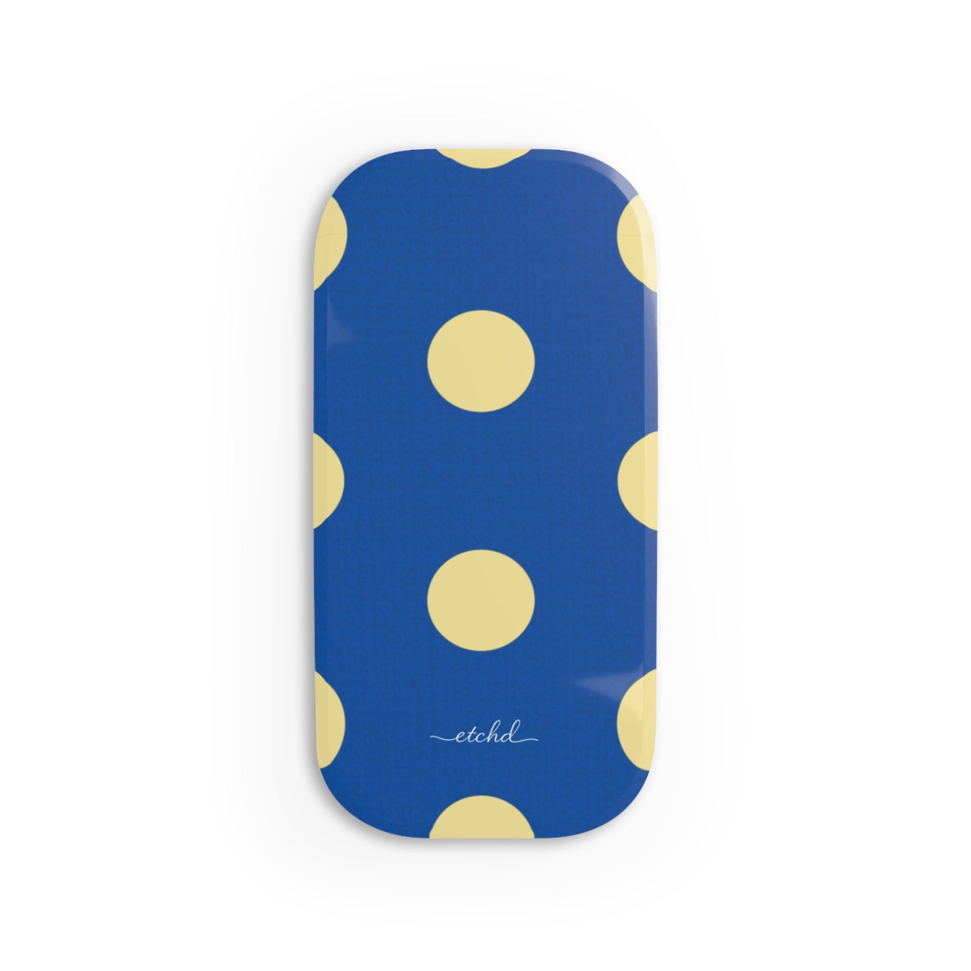 Butter And Cobalt Polka Dot Click-On Phone Grip by etchd