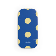 Butter And Cobalt Polka Dot Click-On Phone Grip by etchd