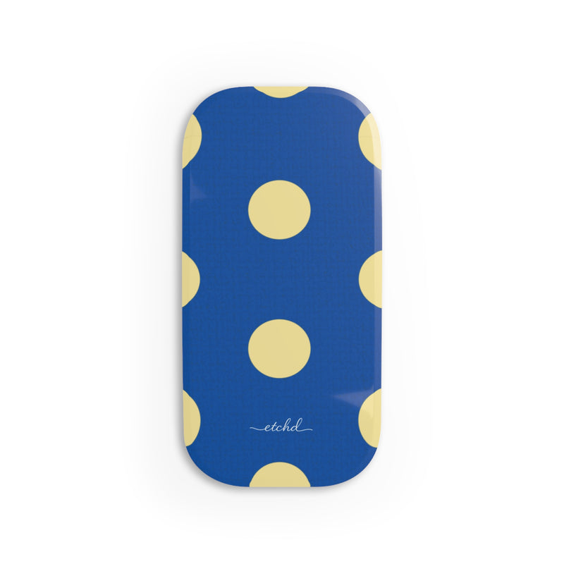Butter And Cobalt Polka Dot Click-On Phone Grip by etchd