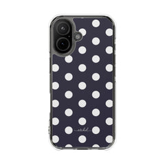 White And Navy Polka Dot Clear Magnetic Phone Case by etchd, view 13