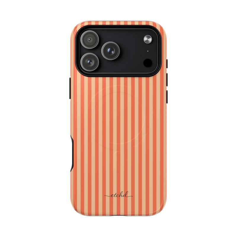 Coral & Peach Striped Magnetic Phone Case by etchd, view 31