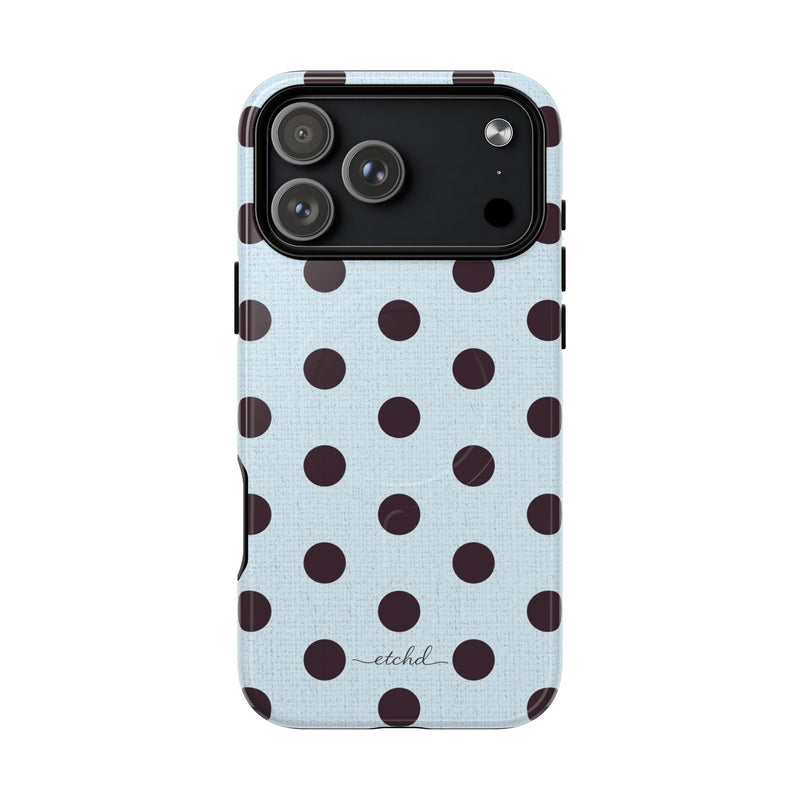 Plum & Blue Polka Dot Magnetic Phone Case by etchd, view 31