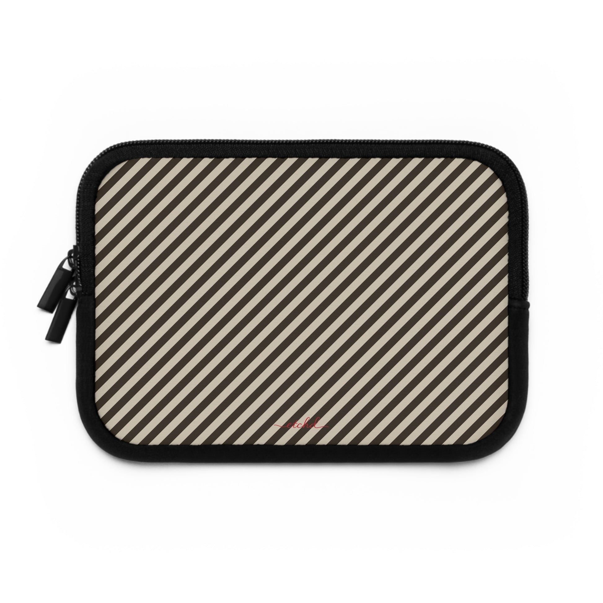 Cream & Brown Striped Diagonal Laptop Sleeve by etchd, view 2