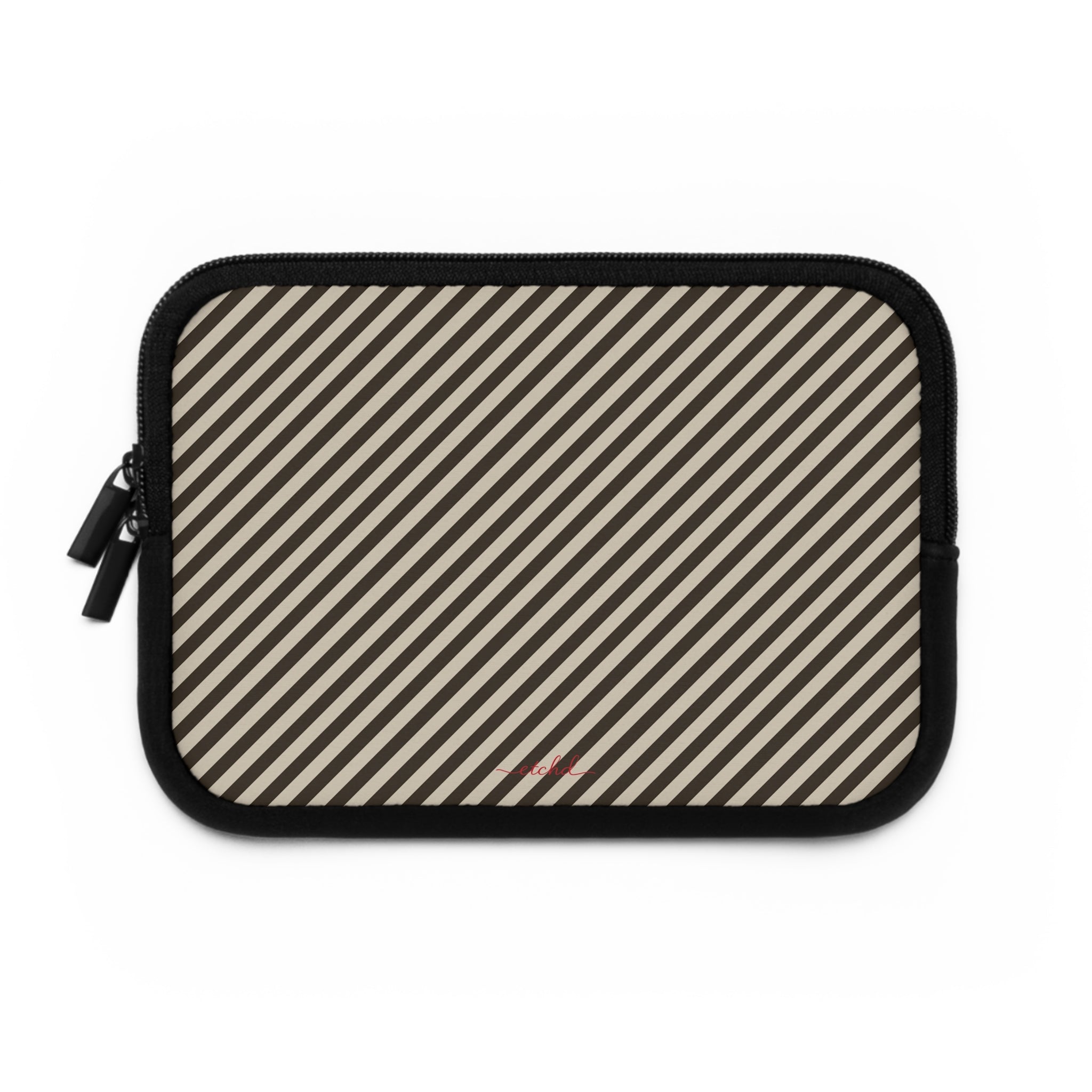 Cream & Brown Striped Diagonal Laptop Sleeve by etchd, view 2