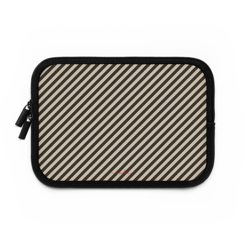 Cream & Brown Striped Diagonal Laptop Sleeve by etchd, view 2