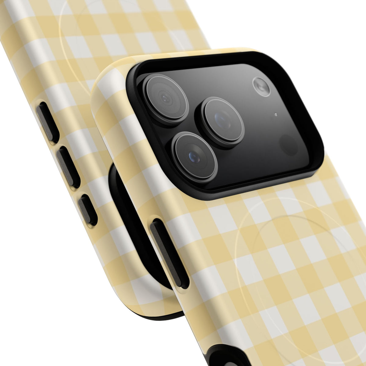 Butter & White Gingham Magnetic Phone Case by etchd, view 100