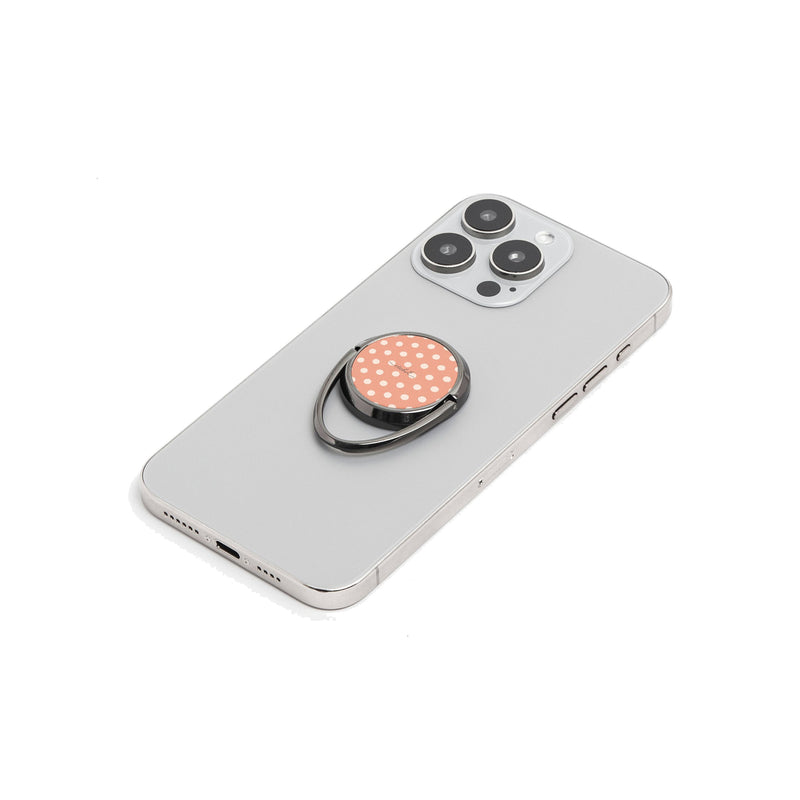 Cream & Coral Polka Dot Phone Ring Holder-zoom-
