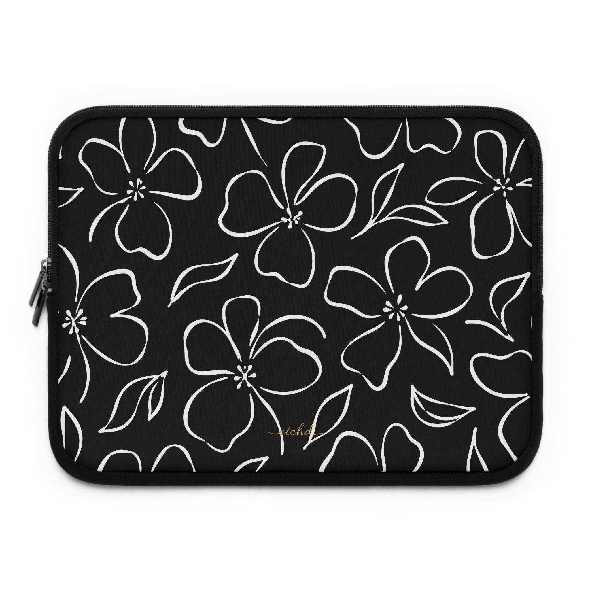 Black & White Floral Custodia per laptop di etchd