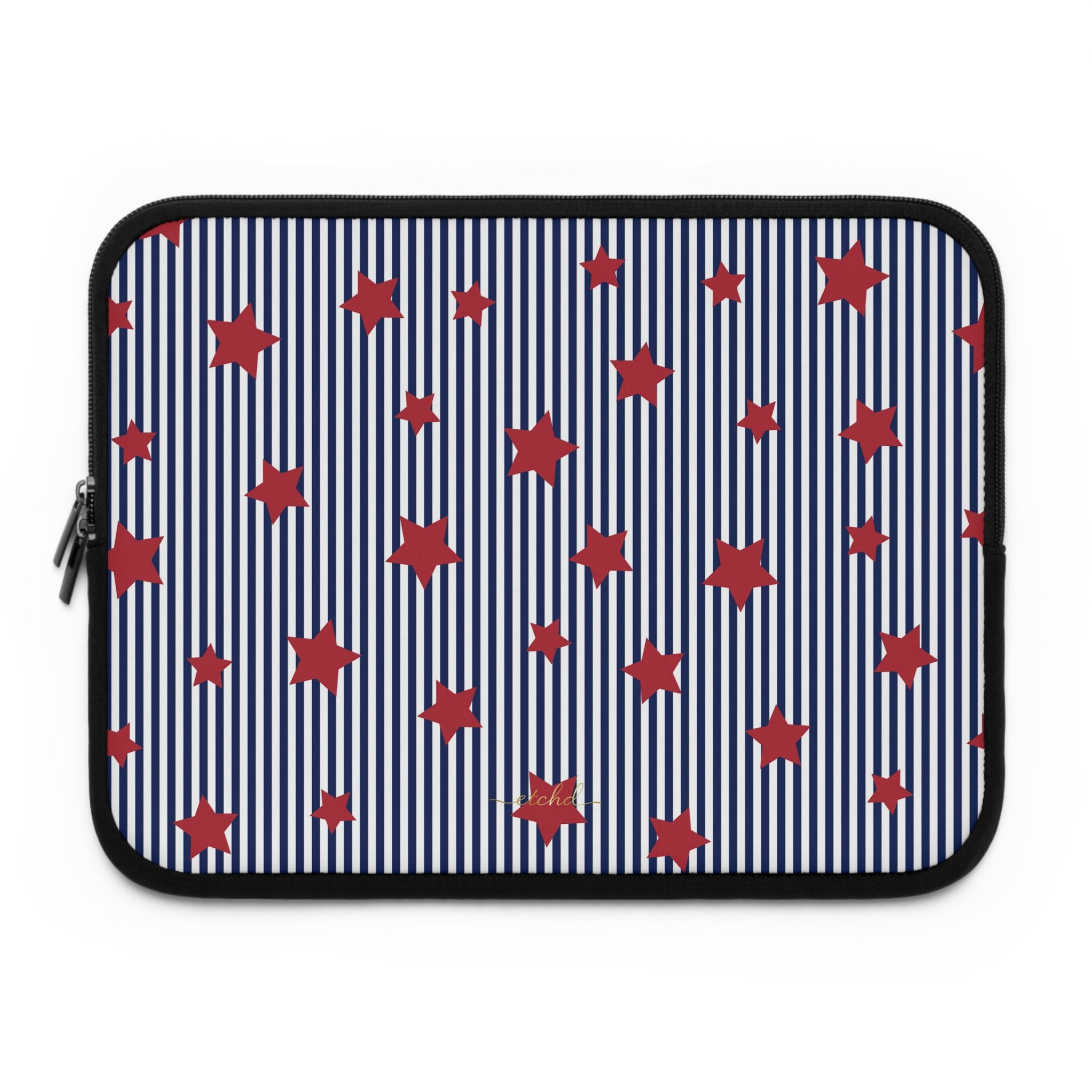 Blue Stripes & Red Stars Laptop Sleeve by etchd