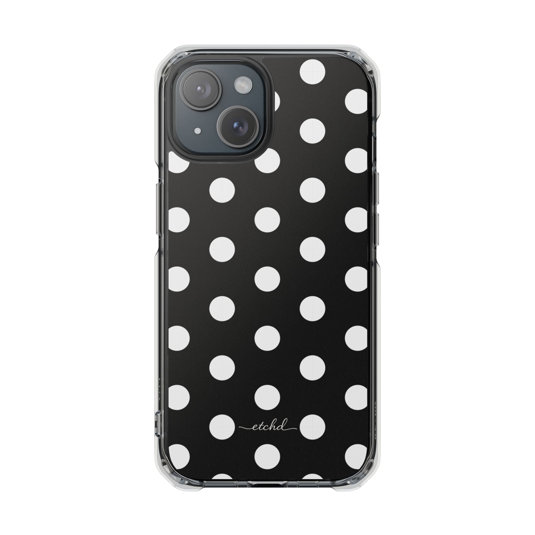 White & Black Polka Dot Clear Magnetic Phone Case