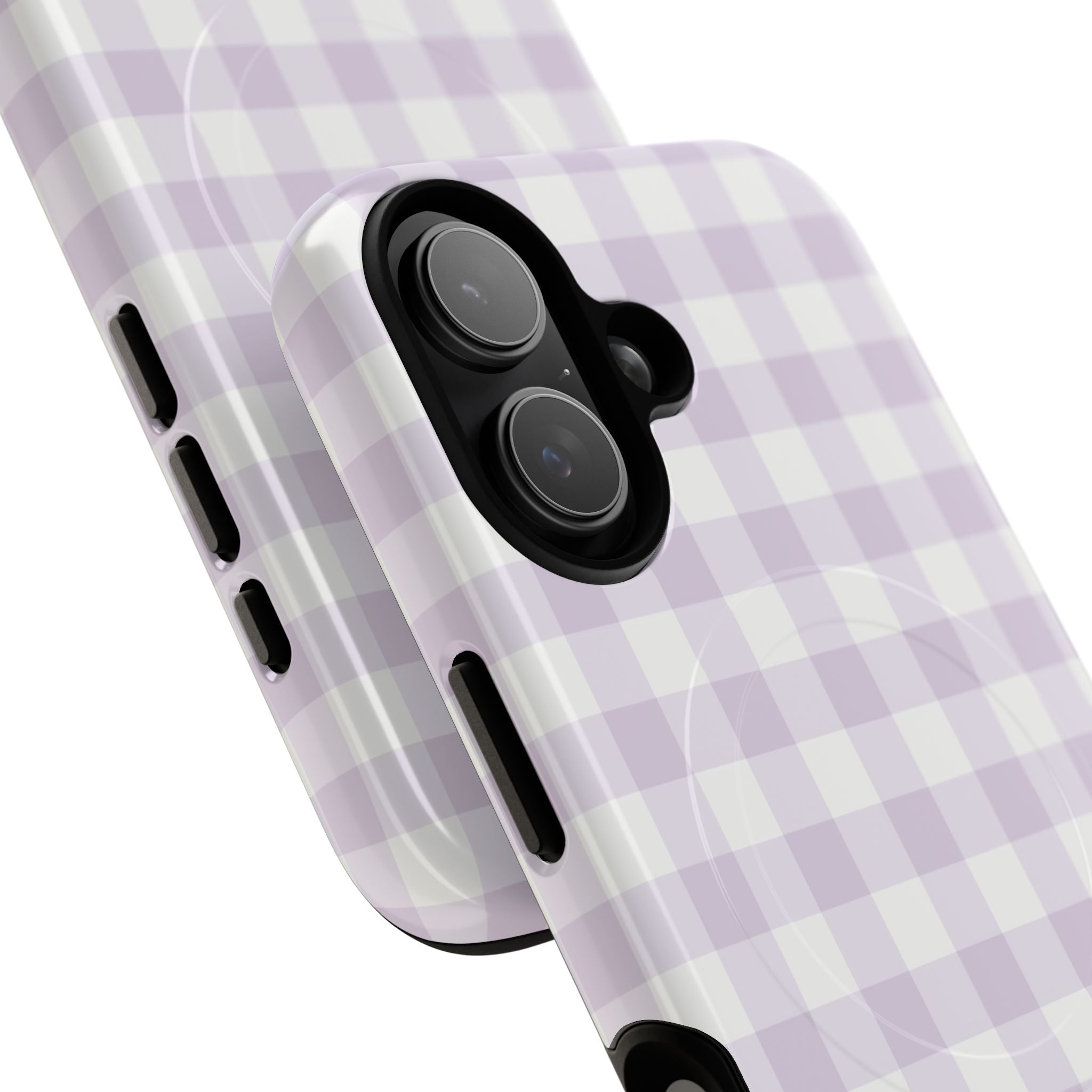 Lilac & White Gingham Magnetic Phone Case by etchd, view 87