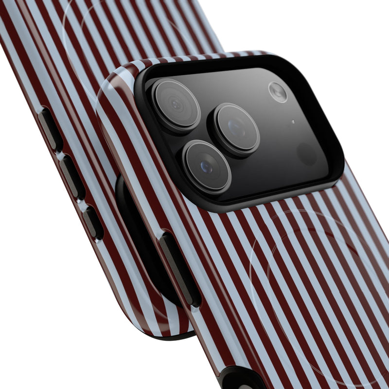 Blue & Cherry Striped Magnetic Phone Case by etchd, view 99
