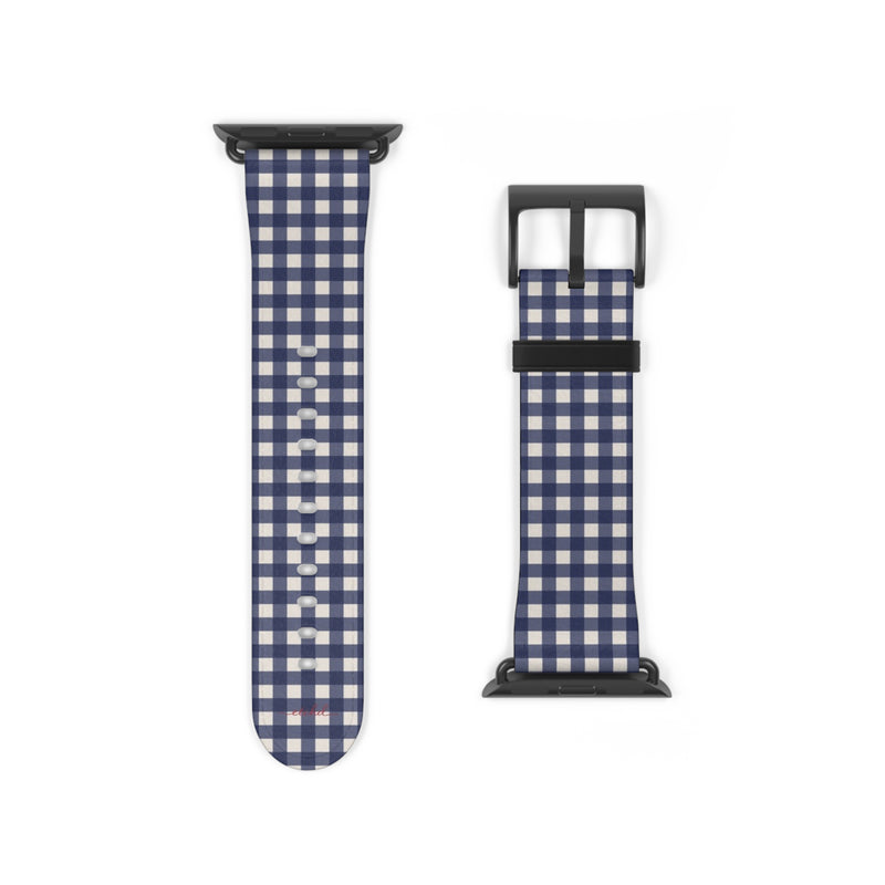 Navy & Cream Gingham Smartwatch Strap by etchd, view 9