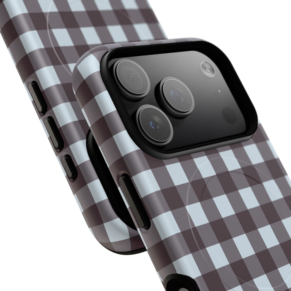 Blue & Plum Gingham Magnetic Phone Case by etchd, view 100